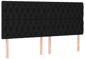 fekete szövet LED-es fejtámla 200x7x118/128 cm