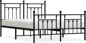 vidaXL fekete fém ágykeret fej- és lábtámlával 150 x 200 cm