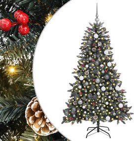 vidaXL Mű karácsonyfa 300 LED-del Zöld 180 cm PVC és Műanyag és Acél