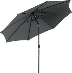 Outsunny Kerti Napernyő Ø295x250 cm Karral, Dönthető Mechanizmussal és Leszerelhető Fémoszloppal Teraszhoz, Medencéhez, Patiokhoz Sötétszürke | Aosom