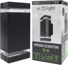 Led Kültéri Fali Lámpa, Elemes, 2xGU10, Abs Műanyag, IP44, Fekete