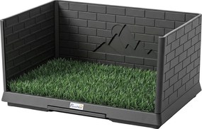 PawHut kutyatoalett műfűvel, 75 × 51 × 36,5 cm — magas oldalfalak, kihúzható tálca, könnyen tisztítható beltéri/kültéri tréningtoalett, fekete | Aosom