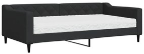 fekete szövet kanapéágy matraccal 100 x 200 cm