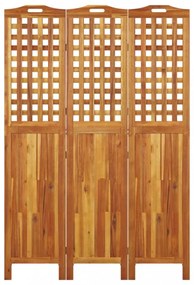 3 paneles tömör akácfa térelválasztó 121,5x2x180 cm