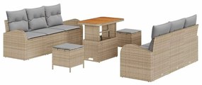 vidaXL Kerti Kanapé Szett párnával 9 pcs Beige és Világosszürke