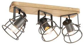 Ipari spot sötétszürke és fa állítható 3-light - Arthur