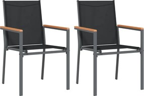 vidaXL 2 db fekete textilén és acél kerti szék 55 x 61,5 x 90 cm