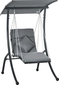 Outsunny Hollywood Swing, Kerti Hinta Párnával, Függőágy Állítható Napernyővel Kerthez, Erkélyhez, 108 x 145 x 169 cm, Acél, Sötét Szürke | Aosom