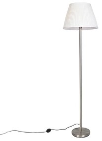 Modern állólámpa acélból fehér, redőzött búrával 45 cm - Simplo