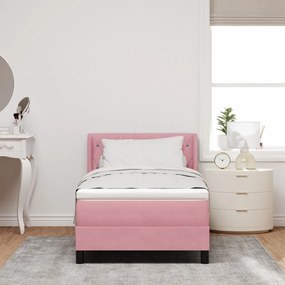 Boxspring Ágy Matrac nélkül Rózsaszín 90x200 cm Bársony