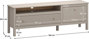 TV-asztal, szürkésbarna Taupe/craft arany tölgy, KLIO 1D1S/160