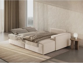 Bézs buklé kinyitható sarokkanapé (jobb oldali) Jodie – Micadoni Home