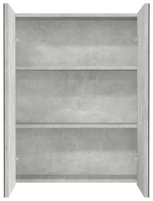 betonszürke MDF tükrös fürdőszobaszekrény 60 x 15 x 75 cm