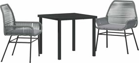 vidaXL Kert étkező szett párnával 3 pcs Szürke polirattan