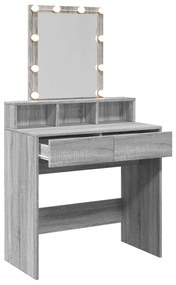 szürke sonoma színű fésülködőasztal LED-del 80 x 41 x 144,5 cm
