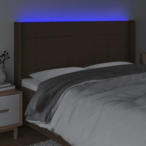 sötétbarna szövet LED-es fejtámla 203x16x118/128 cm