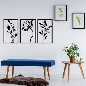 KÉSZLET 3x Fali dekoráció 78x39 cm Virágok fém