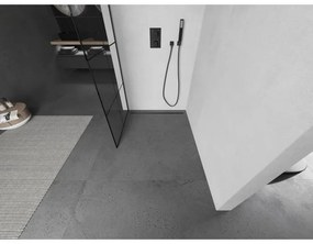 Mexen Kioto, Walk-In zuhany paraván 90 x 200 cm, 8 mm átlátszó üveg fekete mintás, grafit profil, 800-090-101-95-77