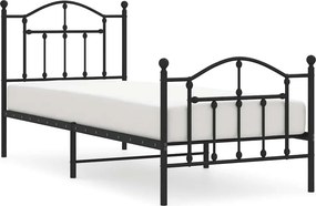 vidaXL fekete fém ágykeret fej- és lábtámlával 90 x 200 cm