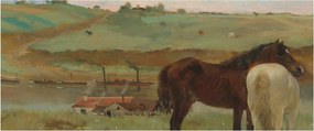 Kép - Edgar Degas, Horses in a Meadow, reprodukciók (120x50 cm)