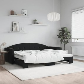 fekete kihúzható bársony heverő 90x200 cm