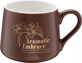 Porcelán bögre barna 340 ml arany díszítéssel italokhoz 1 db