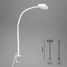 Brilo - LED Rugalmas asztali lámpa klipsszel TRASNA LED/7,5W/230V fehér