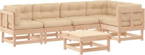 vidaXL 6 részes tömör fa kerti társalgószett párnákkal