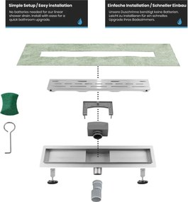 Aquamarin Perforált zuhany padlólefolyó 90 cm