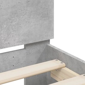 betonszürke ágykeret fejtámlával és LED-del 120x200 cm