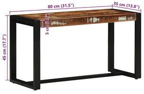 tömör újrahasznosított fa többszínű pad 80x35x45 cm