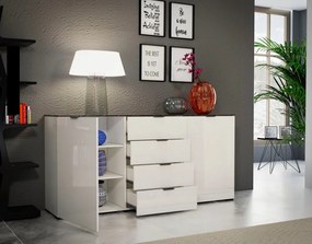Stone 4 fiókos, 2 ajtós komód fehér 180cm