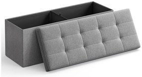 Tároló puff, tároló pad összecsukható ottomán, 110 x 38 x 38 cm világosszürke