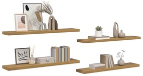 vidaXL Falpolc Falra szerelhető 4 pcs Barna 120 x 23,5 x 4 cm Faanyag