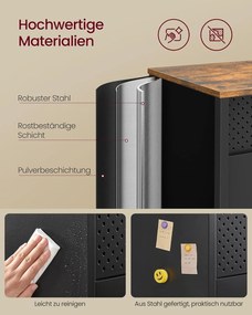 Tárolószekrény, Fém szekrény, 40 x 110 x 76 cm, vintage barna, matt fekete