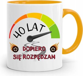 Születésnapra 40 40-es 40-es Bögre Sárga Ajándék fényképes nyomattal