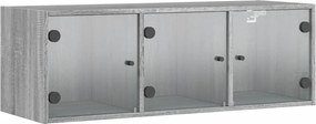 vidaXL szürke sonoma színű faliszekrény üvegajtókkal 102 x 37 x 35 cm