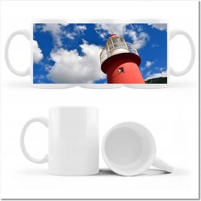 Piros világítótorony mintás bögre