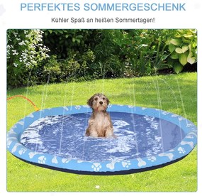 PawHut kutyamedence, vízi játszómedence, csúszásmentes, robusztus, állatbarát, Ø170 cm, kék