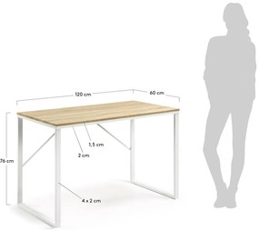 Lisbet fehér íróasztal fa dekoros asztallappal - Kave Home