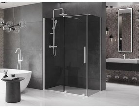 Mexen Velar, zuhanykabin tolóajtóval 150 x 85 cm, 8mm szürke üveg, fehér matt, 871-150-085-41-20