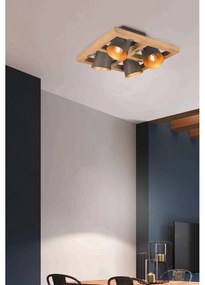 Sötétszürke-natúr színű mennyezeti lámpa fém búrával 39x39 cm Bell – Trio