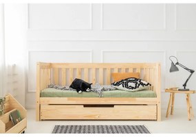 Natúr színű ágyneműtartós gyerekágy kihúzható pótággyal, ágyráccsal 80x200 cm CPP – Adeko