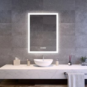 Álló fürdőszobai LED tükör 60x80cm | Páramentesítő - Óra - Fényerő és színhőmérséklet szabályozás | Welland Luxury-Line