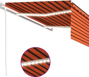 Narancs-barna redőnyös, LED-es, szélérzékelős napellenző 4,5x3m