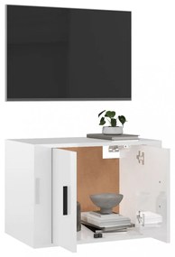 magasfényű fehér fali TV-szekrény 57x34,5x40 cm