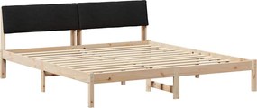 vidaXL Ágykeret fejtámlával Barna és fekete 200 x 200 cm Tömör fenyőfa