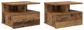 Falra Szerelhető Éjjeli Szekrények 2 db Régi fa 40x31x27 cm Reszelt Fa