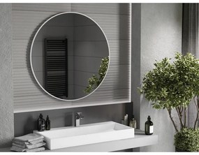 Mexen Loft, kerek fürdőszobai tükör 100 cm, keret színe fehér, 9850-100-100-000-20