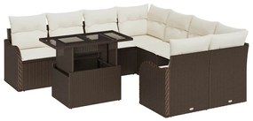 vidaXL Kerti Kanapé Szett párnával 9 pcs Barna Poli rattan